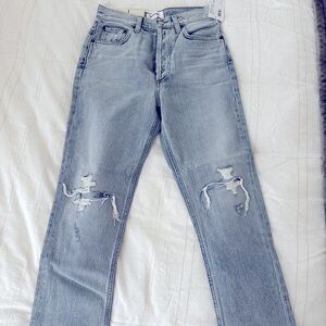 NWT AGOLDE Riley High Rise Straight Crop size 24 color clear skies